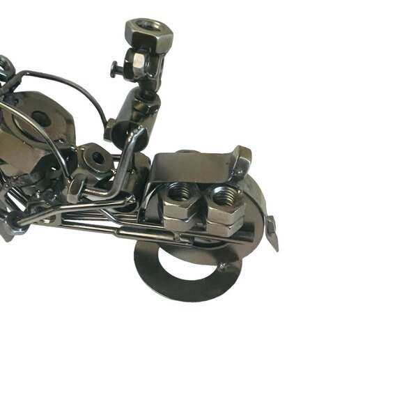 Handcrafted Welding Artwork Metal Motorcycle Sculpture Black Bolts Wrought Iron - Picture 7 of 8